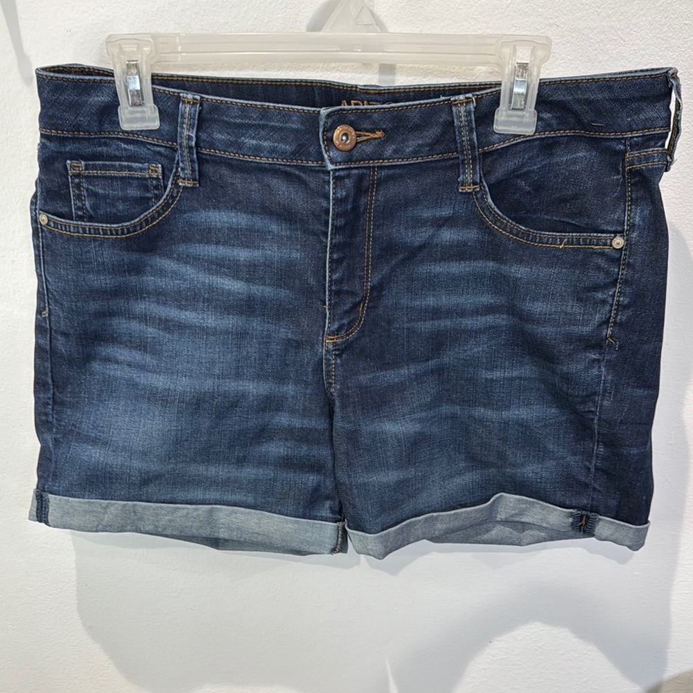 Arizona Jean Co Denim Shorts Cuffed Dark Wash Stretch Size 15‎